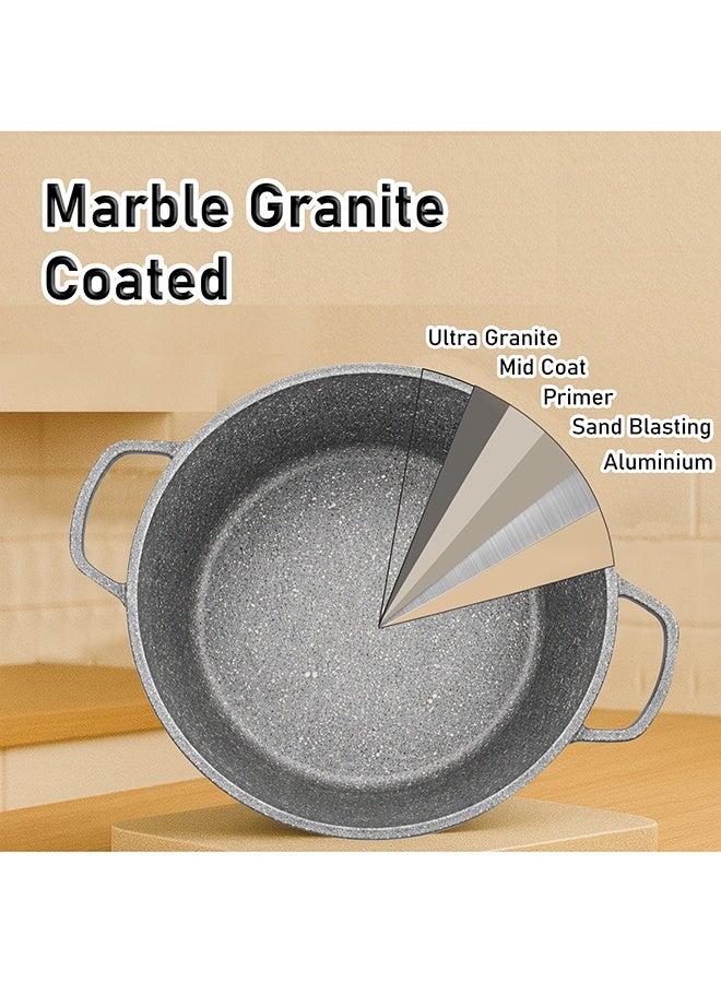 SONEX Granita 9-Piece Non-Stick Cookware Gift Set – Grey Marble Coated Die-Cast Aluminium Pots with Lids & Fry Pan, Durable, Easy to Clean, Scratch-Resistant, 2L to 9L Cooking Capacity - Image 4